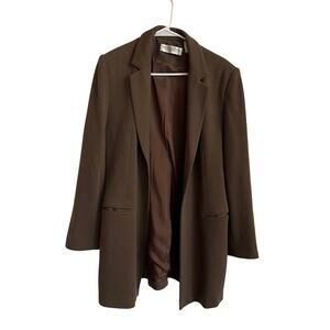 Valerie Stevens Women's Pure Wool Blazer Size 10 Chocolate Brown Career Office